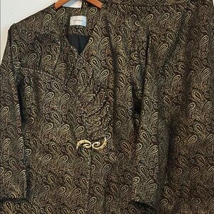 Terramina Gold Metallic Paisley Formal Lined Skirt Set Ornamental Design
